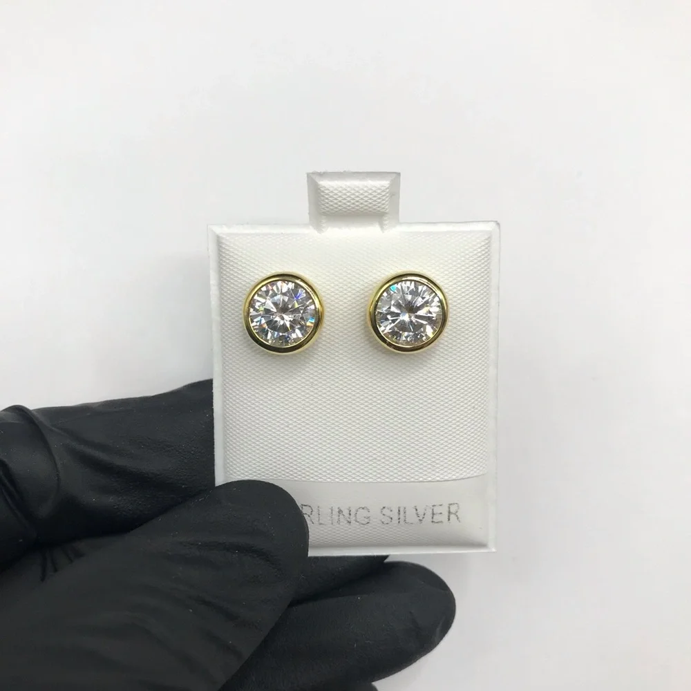Gold Over Sterling Silver 4.00CTW MOISSANITE Stud Screw Back Earrings